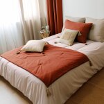 Edredon avec pompons jute coton terre cuite 190x90cm