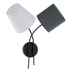 Eglo almeida - applique murale a 2 ampoules noir avec abat - jour en tissu color�, e14