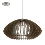 Eglo cossano 2 - luminaire suspendu sph�rique a 1 lumi�re, nickel satin� avec abat - jour en bois de ...