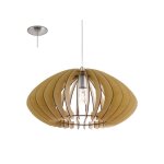 Eglo cossano 2 - suspension de plafond sph�rique a 1 lumi�re, nickel satin� avec abat - jour en bois ...