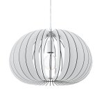 Eglo cossano - suspension a 1 ampoule sph�rique blanche avec abat - jour en bois, e27