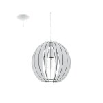 Eglo cossano - suspension a 1 ampoule sph�rique blanche avec abat - jour en bois, e27