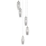 Eglo farsala - suspension a 5 ampoules en spirale, nickel satin� avec abat - jour en verre fum�, g9