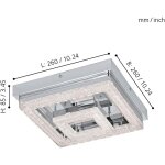 Eglo fradelo - plafonnier led carr� int�gr� chrome, cristal