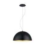 Eglo gaetano 1 - pendentif suspendu a 1 ampoule en forme de d�me noir, or, e27