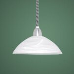 Eglo lord 2 - luminaire suspendu a 1 d�me argent�, abat - jour en verre alb�tre moderne nickel satin� ...