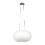 Eglo optica - plafonnier a 2 ampoules globe, nickel satin�, verre opale blanc, e27