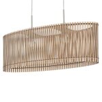 Eglo sendero - barre de suspension a 2 ampoules au fini nickel satin� avec abat - jour en bois d'�rable, ...