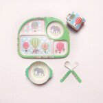 Elphant - assiette'alimentation en fibre de bambou pour bb, ensemble de vaisselle pour enfants, bol, ...