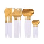 El�gant ensemble de couverts en acier inoxydable dor� 24 pi�ces - vaisselle haut de gamme pour 6 personnes, ...