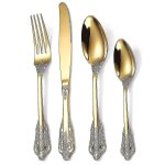El�gant ensemble de couverts en acier inoxydable dor� ¿ couverts vintage 4 pi�ces pour les repas, les ...