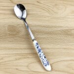 El�gant ensemble de couverts en acier inoxydable a motif floral chinois avec poign�es en c�ramique - ...