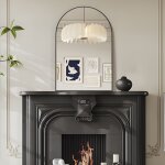 Elemango miroir mural arqu� pour salle de bain, 50 x 75 cm miroir mural arqu� avec cadre en m�tal, miroir ...