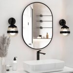 Elemango ovale miroir de salle de bain, 50x75cm miroir mural ovale, noir miroirs ovales pour meubles ...