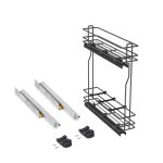 Emuca porte - bouteilles lat�ral extractible titanemax avec fermeture amortie, module 150, gris anthracite, ...