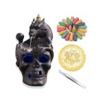 Encensoir led janyoo brasero � parfum c�ramique dragon et cr�ne, pour encens backflow ou classique, d�coration ...
