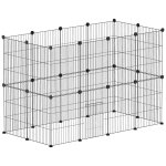 Enclos modulable rongeurs petits animaux - parc 24 panneaux - 120 x 60 x 80 cm - acier noir