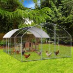Enclos poulailler grillag� 3x5 m avec porte lat�rale et toit d�me acier galvanis� 15 m