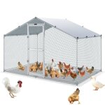 Enclos poulailler - vevor - grand enclos poule oie mtal bche impermable toit pointe 20x30x20 m