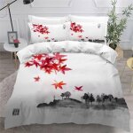 Encre rouge abstraite housse de couette x imprim�� d japon parure de lit personnes ado fille enfants ...