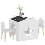 Ensemble 1 table et 2 chaises enfants avec plateau de tableau noir, pieds en pin, pour 3 - 8 ans, blanc ...