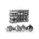 Ensemble de 100 boules de no�l argent�es incassables en polystyr�ne, 3 tailles et 4 styles, d�coration ...