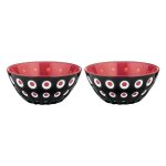 Ensemble 2 bols murrine rouge et noir guzzini 13x6cm