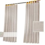 Ensemble de 2 rideaux d'ext�rieur aspect lin avec pattes - filtrage de la lumi�re et protection de l'intimit� ...