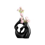 Ensemble de 2 vases en c�ramique noir moderne design abstrait 20 cm d�coration salon scandinave finition ...