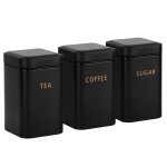 Ensemble 3 botes pour th caf sucre 9x14, 5cm hermtique cheffinger noir