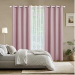 Ensemble de 3 rideaux occultants - panneaux occultants en polyester avec voilage rose