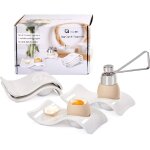 Ensemble 4 coquetiers c�ramique et coupe - ?ufs