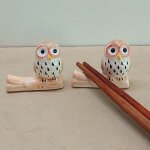 Ensemble de 4 pièces de baguettes de style japonais, hibou mignon, repose - etagère, artisanat en céramique, ... Ensemble de 4 pièces de baguettes de style japonais, hibou mignon, repose - etagère, artisanat en céramique, ...