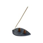 Ensemble de 4 porte - encens feuille en pierre naturelle (13cm) el�gance & s�curit� pour vos rituels ...