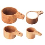Ensemble de 4 tasses a mesurer rondes en bois, echelle précise, cuillère a café en bois pour la cuisine, ... Ensemble de 4 tasses a mesurer rondes en bois, echelle précise, cuillère a café en bois pour la cuisine, ...