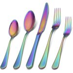 Ensemble de 5 couverts argent�s en acier inoxydable finition satin�e, service de table pour la maison ...