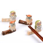 Ensemble de 5 pices de style japonais, support de repos pour baguettes, hibou mignon, fourchette cuillre ...