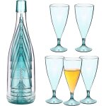 Ensemble de 5 verres a champagne empilables, fltes a vin rutilisables et incassables avec rcipient ...