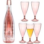 Ensemble de 5 verres a champagne empilables, fltes a vin rutilisables et incassables avec rcipient ...