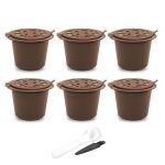 Ensemble de 6 filtres a caf rechargeables et rutilisables, pour machine, support de tasse de caf rechargeab ...