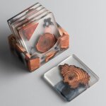 Ensemble de 6 avec support, ensemble de sous - verres en bois, sous - verres en epoxy, sous - verres ...