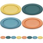 Ensemble 8 assiettes incassables en plastique 4 couleurs