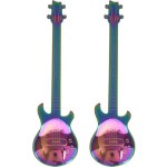 Ensemble de 8 cuillres a caf en forme de guitare en acier inoxydable, cuillres a demitasse, cuillres ...