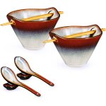 Ensemble 8 pi�ces bol ramen japonais en c�ramique rouge