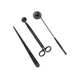 Ensemble d'accessoires pour bougies 3 en 1 : coupe - m�che, �teignoir et louche le noir