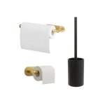 Ensemble d'accessoires de salle de bain brosse porte - papier et porte - serviette dor�