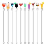 Ensemble d'agitateurs rutilisables en acrylique, verre a whisky, btonnets de cocktail, boissons, pilon, ...