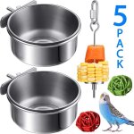 Ensemble d'alimentation pour oiseaux en acier inoxydable, 5 pi�ces, plat d'alimentation pour perroquets, ...