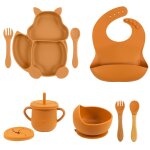Ensemble d'alimentation en silicone souple pour bb, avec nom personnalis, bol a ventouse, assiette, ...