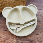 Ensemble beige - service de table en paille de bl style dessin anim mignon pour bb, ensemble de vaisselle ...
